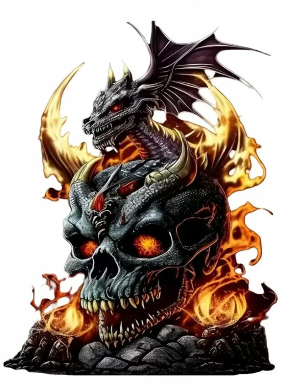 Halloween Dark Goth Floor and Wall 3d Skull and Dragon Sticker Decor 5.5